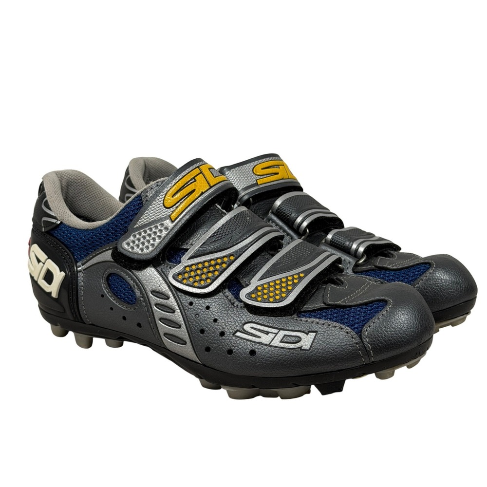 Sidi Giau Mountain Bike Shoes Size 39 Silver Blue Black SPD Cleats MTB‎ Cycling